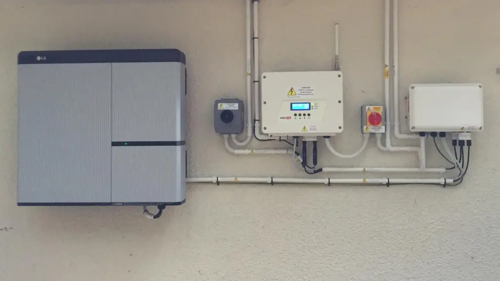 Battery storage system and inverter on a wall