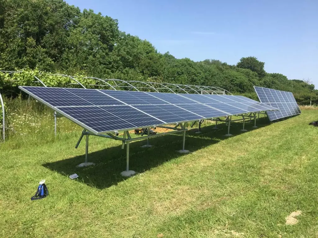 Ground-mounted solar frames set at a seasonal angle
