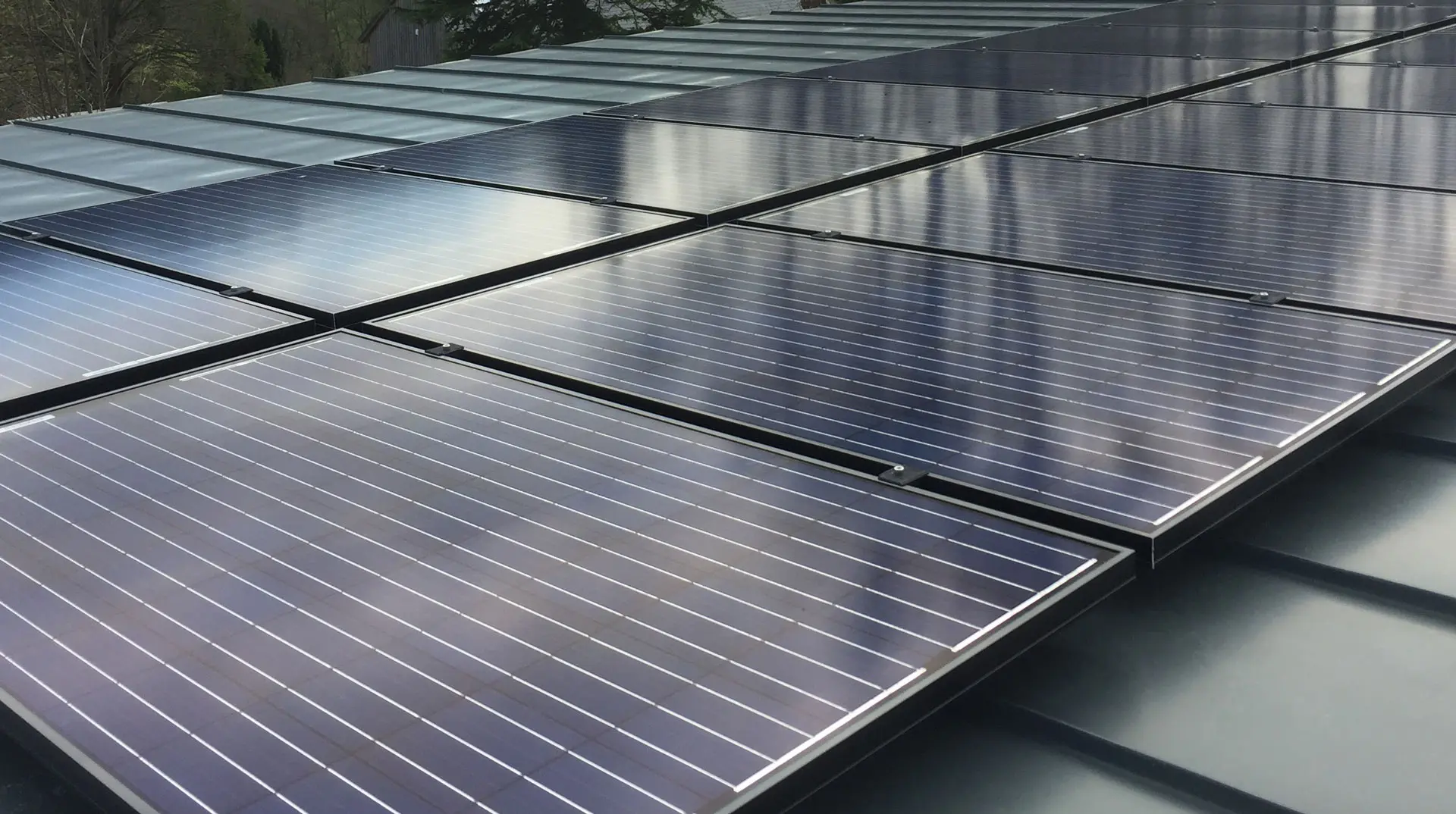 Close-up of in-roof solar panels