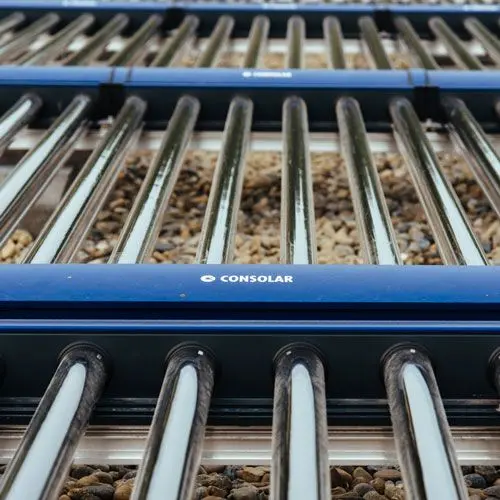 Close-up of Consolar solar collector tubes
