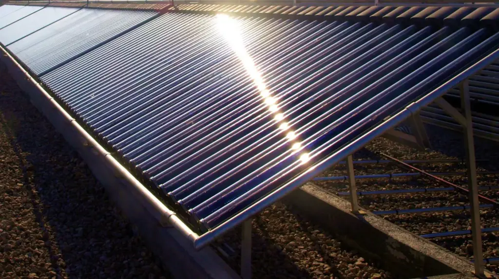 Evacuated tube solar thermal collectors catching the sun