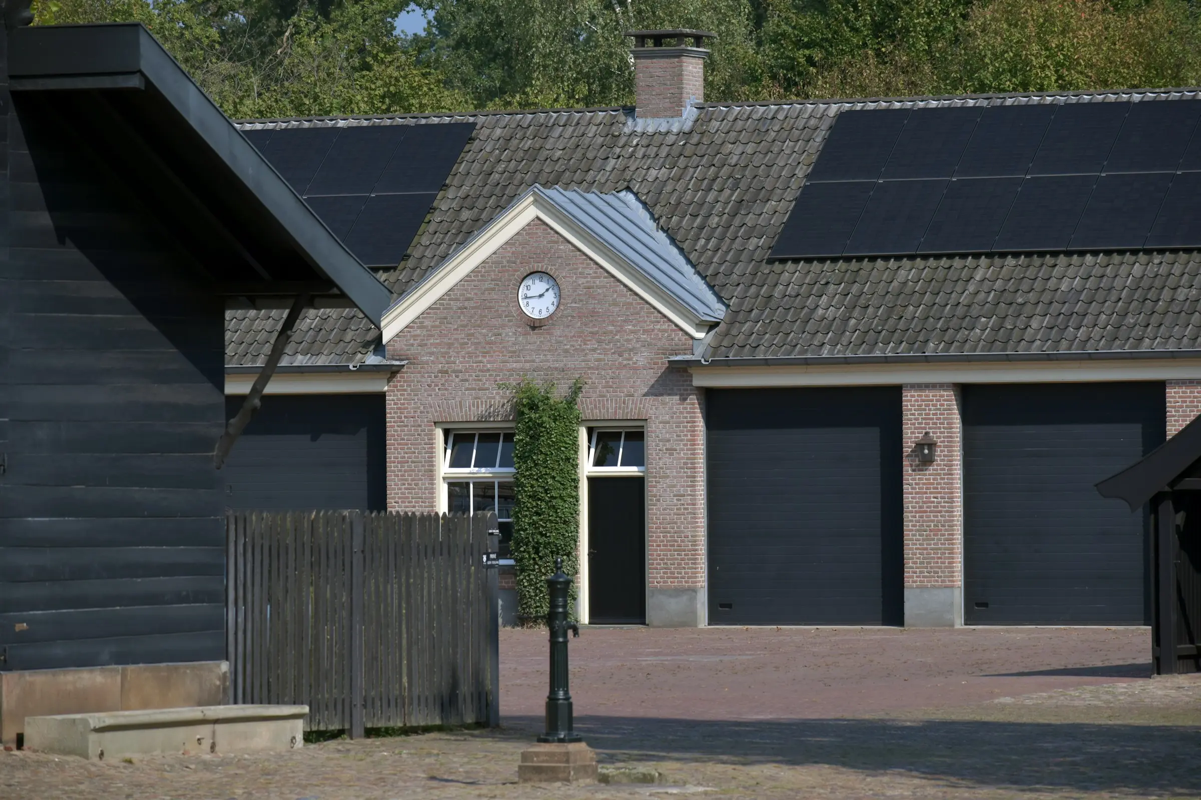 Solar panels on the roof of a modern building