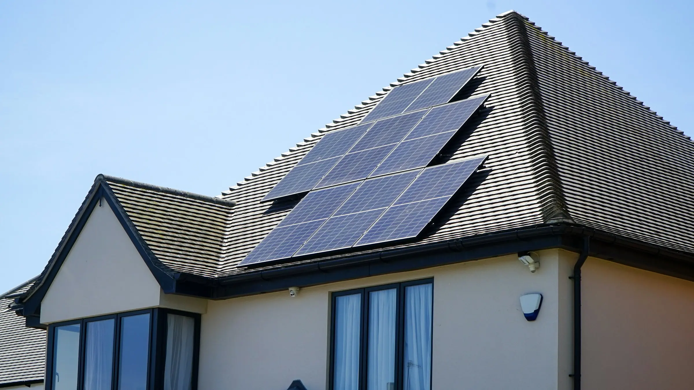 Solar panels on the roof of a house